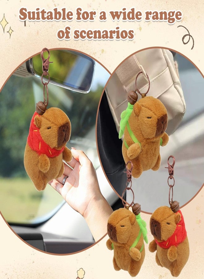 WUEURU 4 Pcs Capybara Plush Keychain Toy,Capybara Stuffed Animals Toy 4'' Cute Capybara Plush Toy Doll Key Chain for Party Graduation Gifts Birthday Gift - Image 4